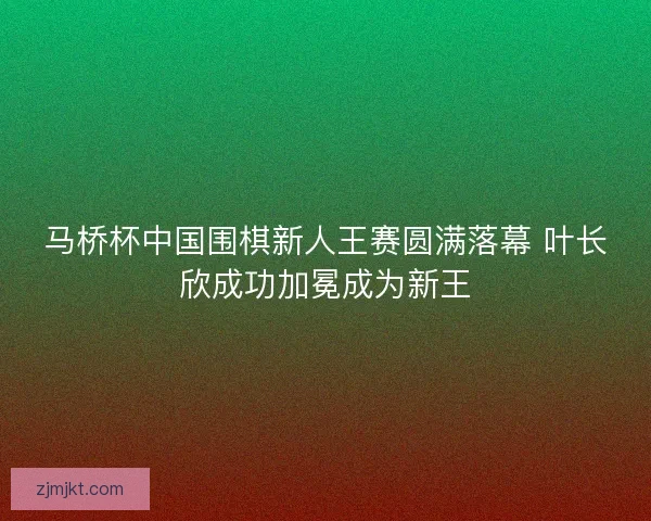 马桥杯中国围棋新人王赛圆满落幕 叶长欣成功加冕成为新王